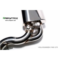 Catback Armytrix en acier inoxydable avec valves, sorties argent chromés pour Volkswagen Golf 6 GTI