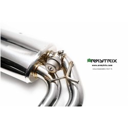 Catback Armytrix en acier inoxydable avec valves, sorties bleues pour Volkswagen Golf 7 R